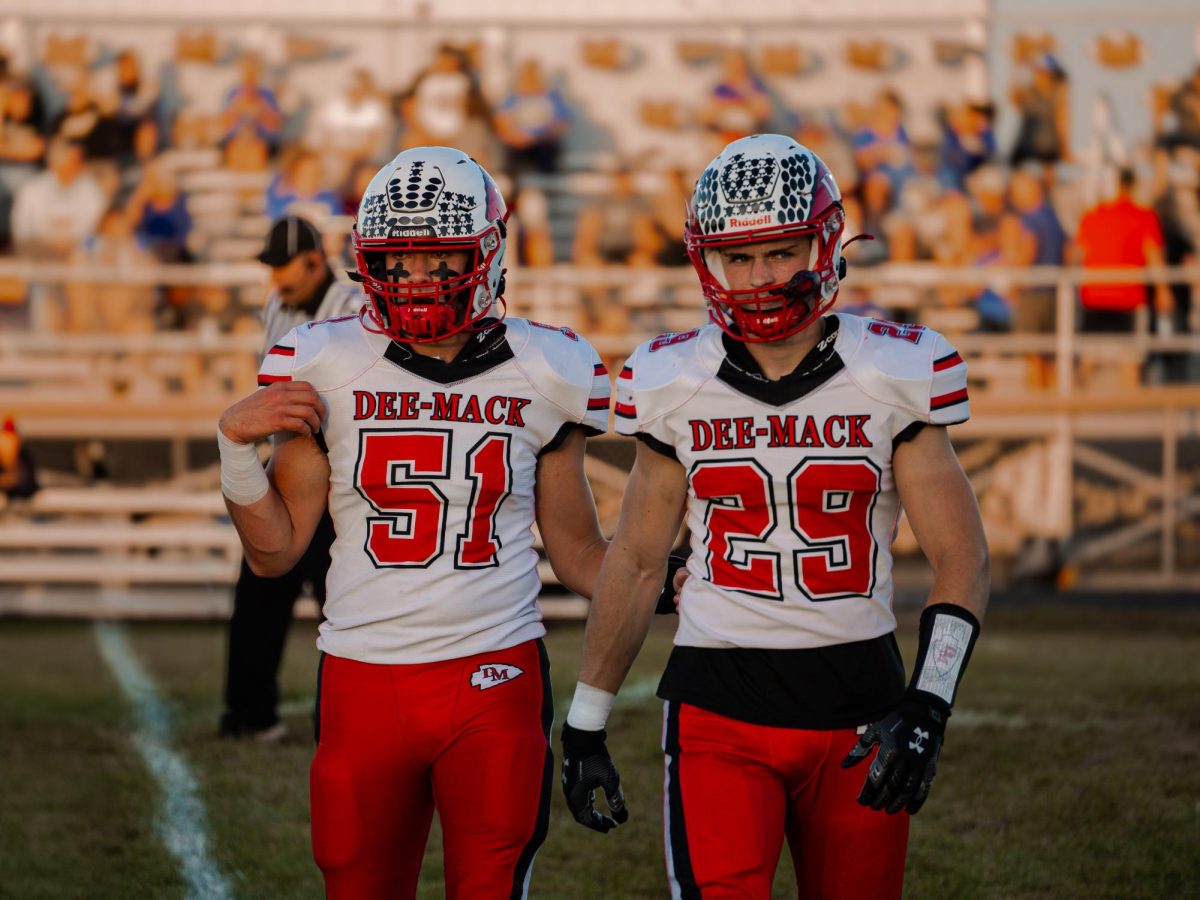 Seniors Shane Correll and Max Eccles before kickoff @ Tri-Valley.