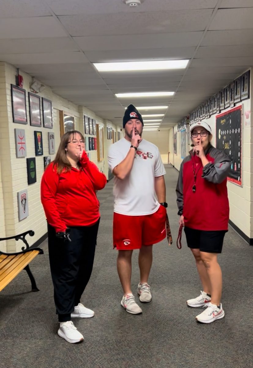 Mrs. Uner, Ms. Hammond, and Mr. FInney on the first underground dress up day!